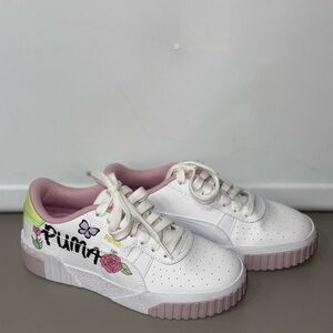 Puma White and Pink Sneakers with Platform Sole